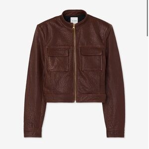 St John Crinkle Leather Edge Leather Moto Jacket